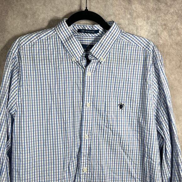 Simply Southern Shirt Mens Size XL White Blue Plaid Button Down Casual Preppy - Picture 2 of 9